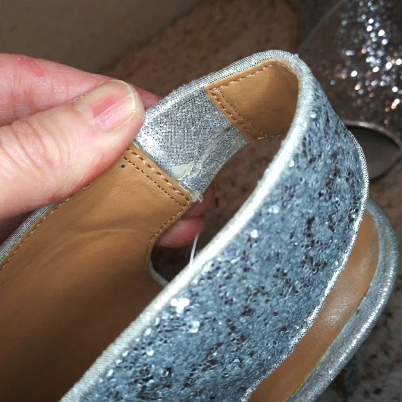 Jessica Simpson Jourie Sparkly Silver Glitter, Peep Toed Stiletto Heeled Shootie - Picture 8 of 12